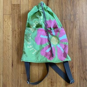 Life is Good Flower Drawstring Backpack